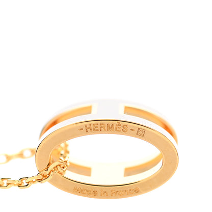 Hermes Lacquered Gold Pop H Pendant Necklace Marron Glace 4 of 5
