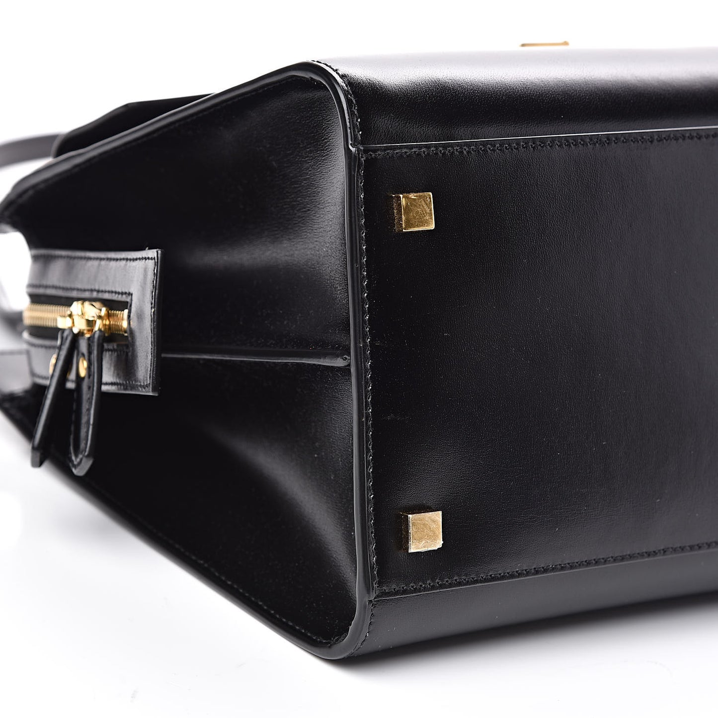 Shiny Calfskin Medium Uptown Tote Black