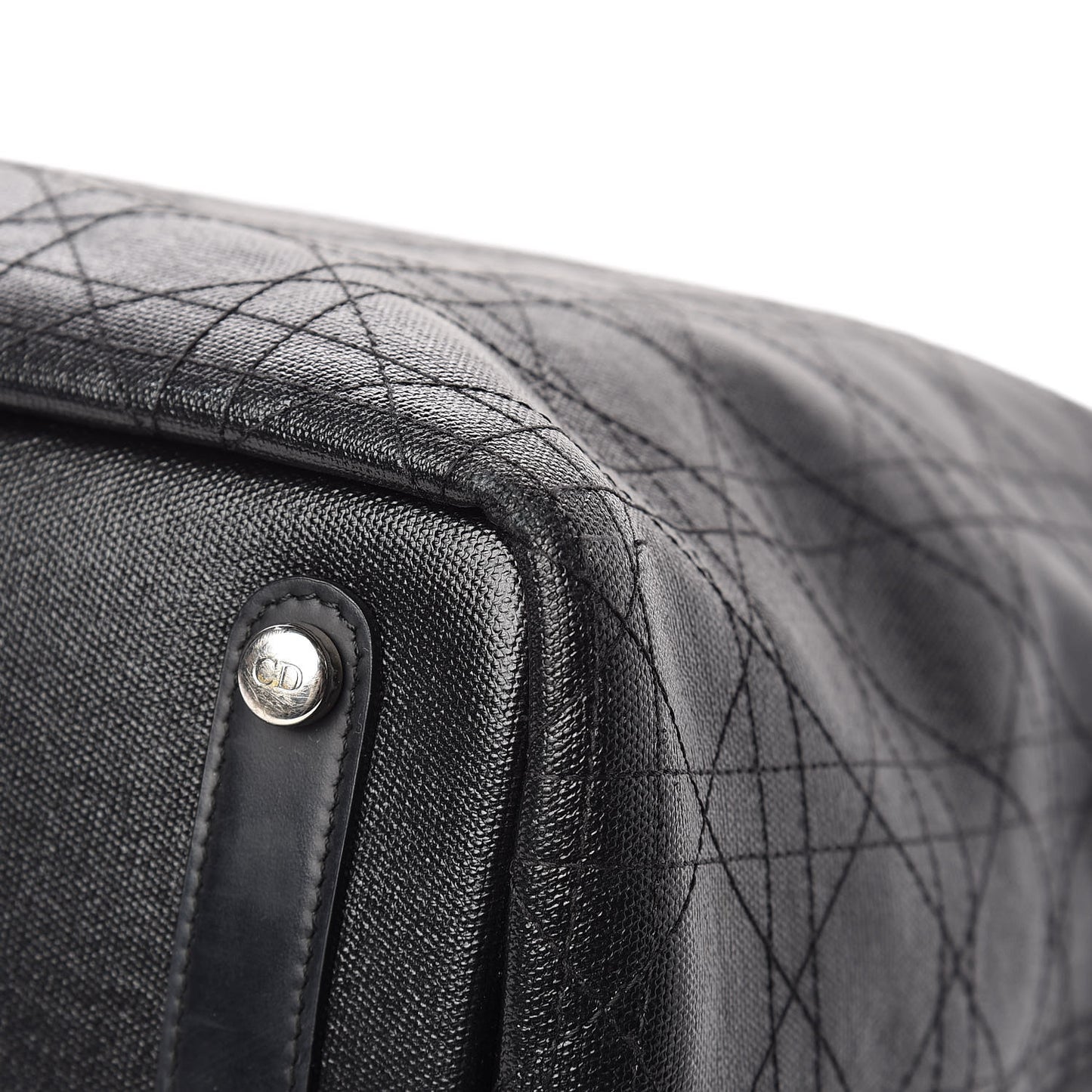 Coated Canvas Cannage Large Panarea Shopping Tote Black