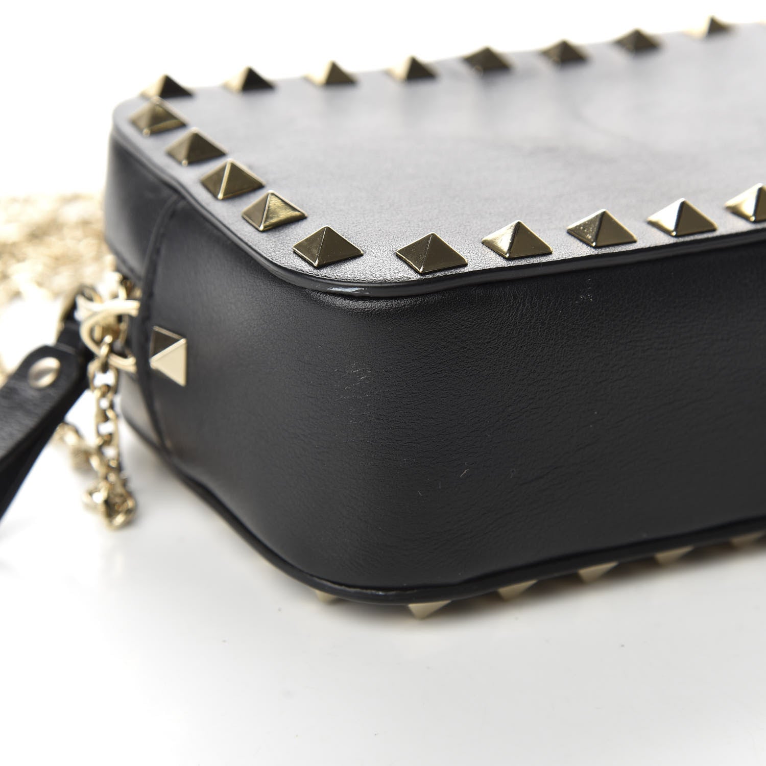 Valentino Garavani Calfskin Small Rockstud Chain Camera Crossbody Bag Black 6 of 9