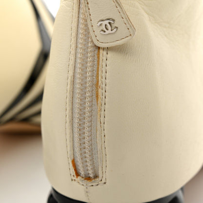 Chanel Lambskin Patent Ankle Boots 41 Beige Black 11 of 14