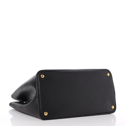 Prada Saffiano Cuir Large Double Bag Black Mughetto 4 of 12