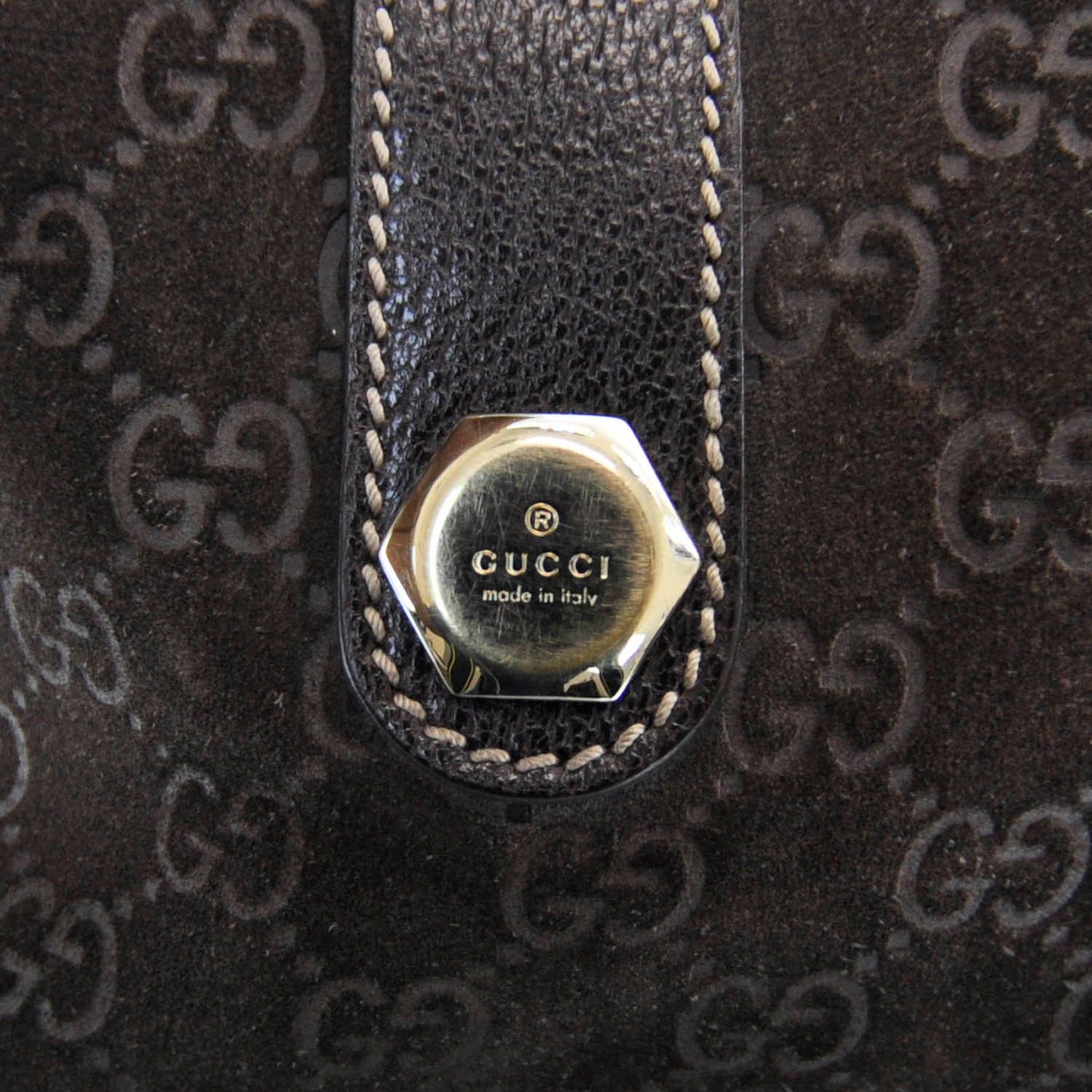 Guccissima Suede Charmy Small Boston Brown