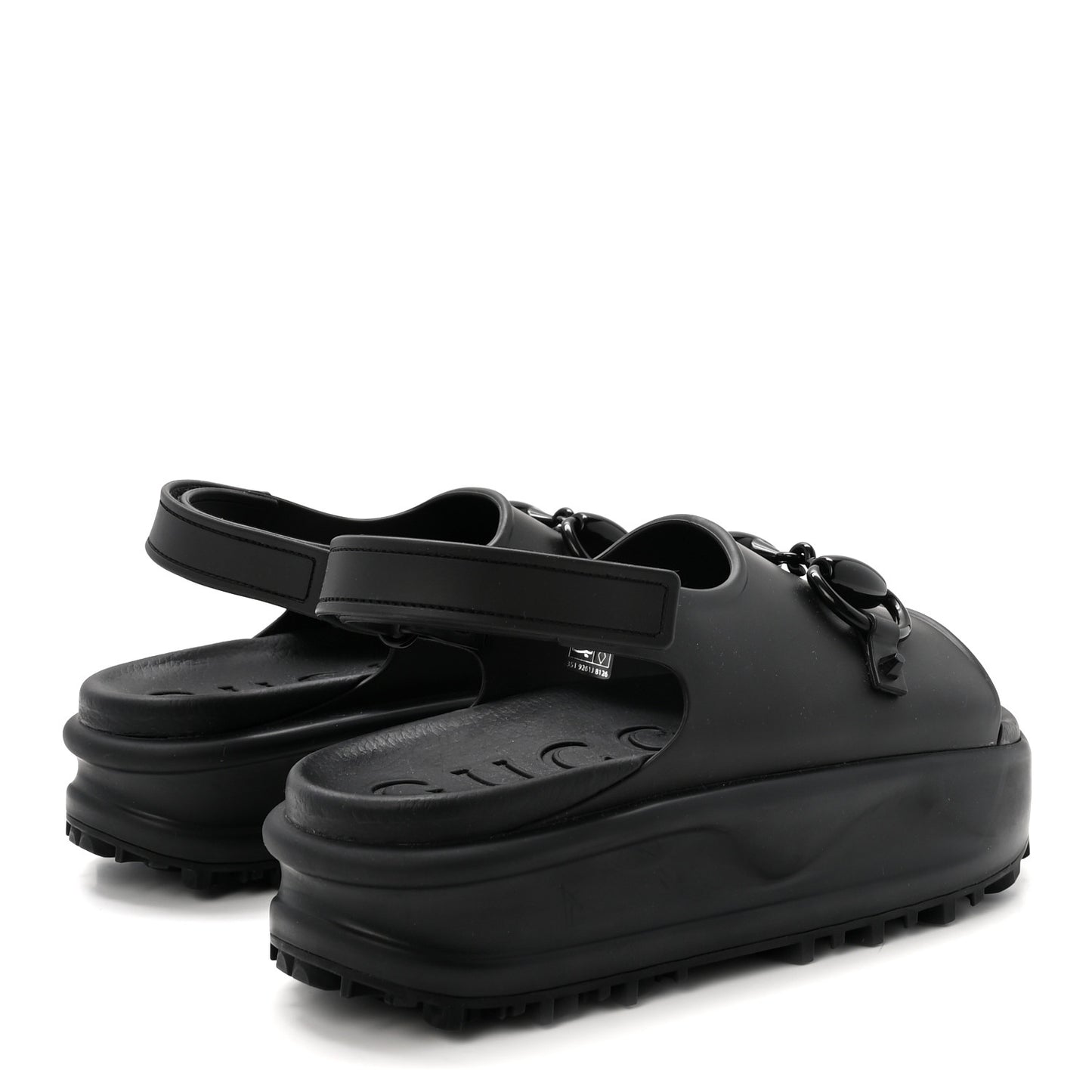 Soft Rubber Horsebit Touch Womens Strapped Sandals 38 Black