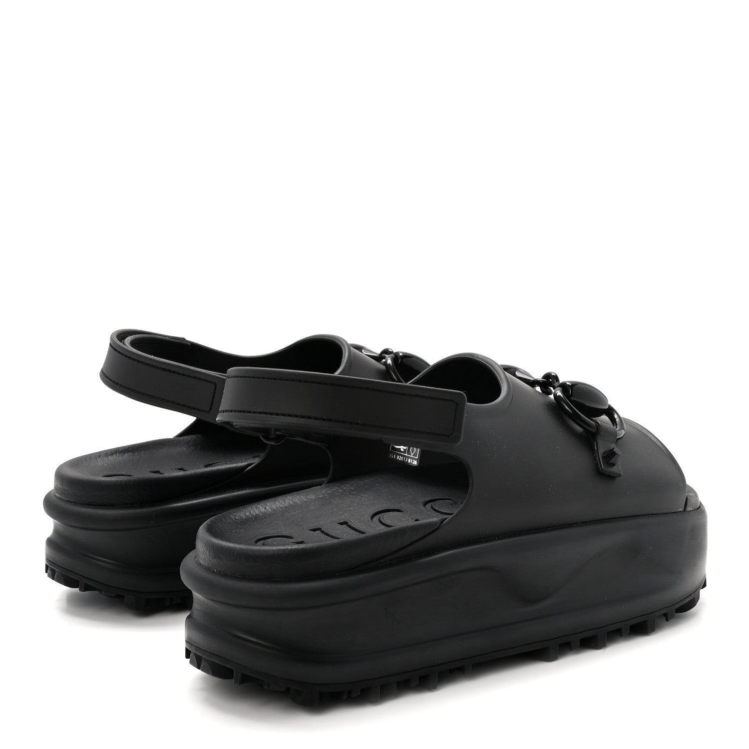 Gucci Soft Rubber Horsebit Touch Womens Strapped Sandals 38 Black 5 of 9