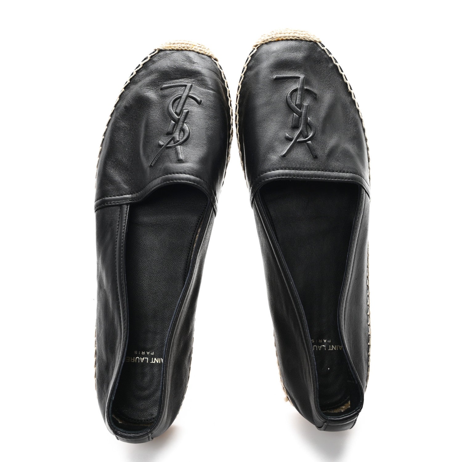 Saint Laurent Lambskin Monogram Espadrilles 40 Black 2 of 10