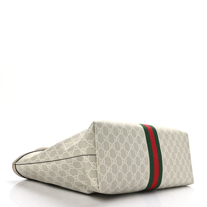 Gucci GG Supreme Monogram Textured Dollar Calfskin Web Medium Ophidia Shopping Tote Beige Mystic White Oatmeal 4 of 10