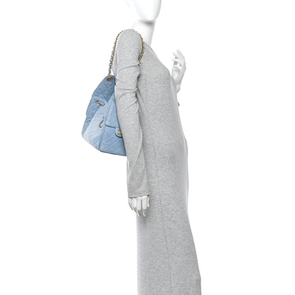 Chanel Washed Denim Quilted Small Chanel 25 Handbag Blue 2 of 10