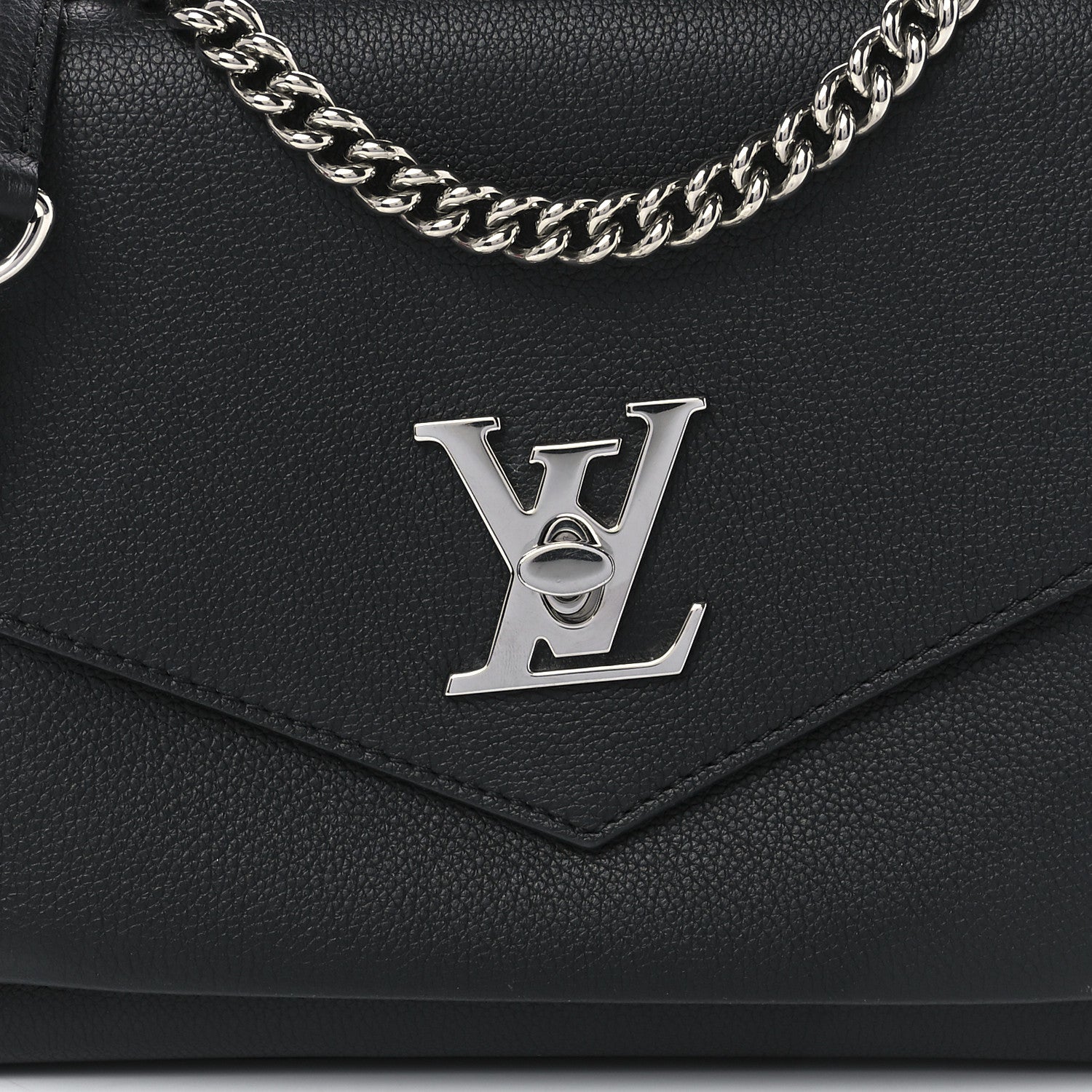Louis Vuitton Soft Calfskin Mylockme Chain Bag BB Black 9 of 12