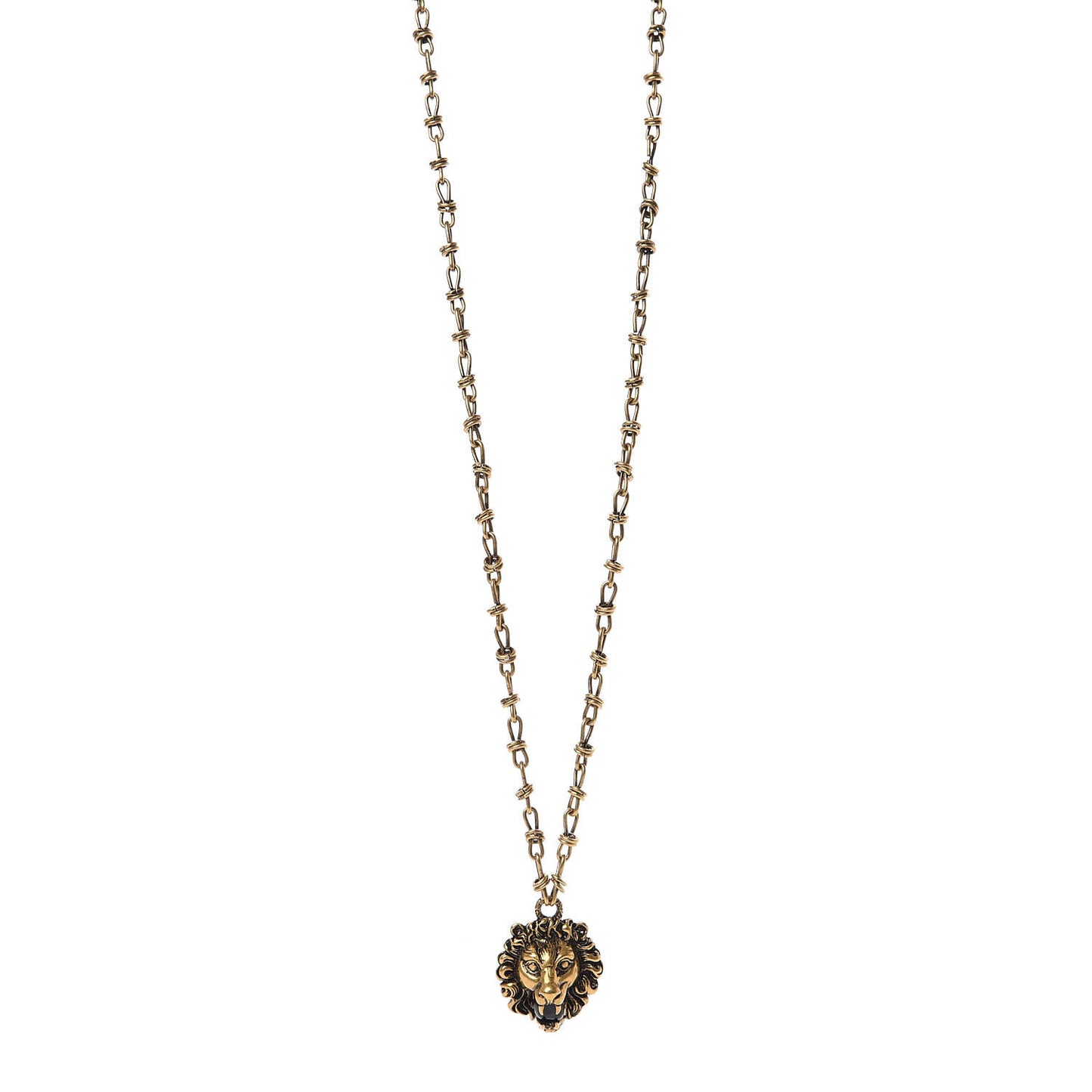 Metal Lion Head Necklace Gold