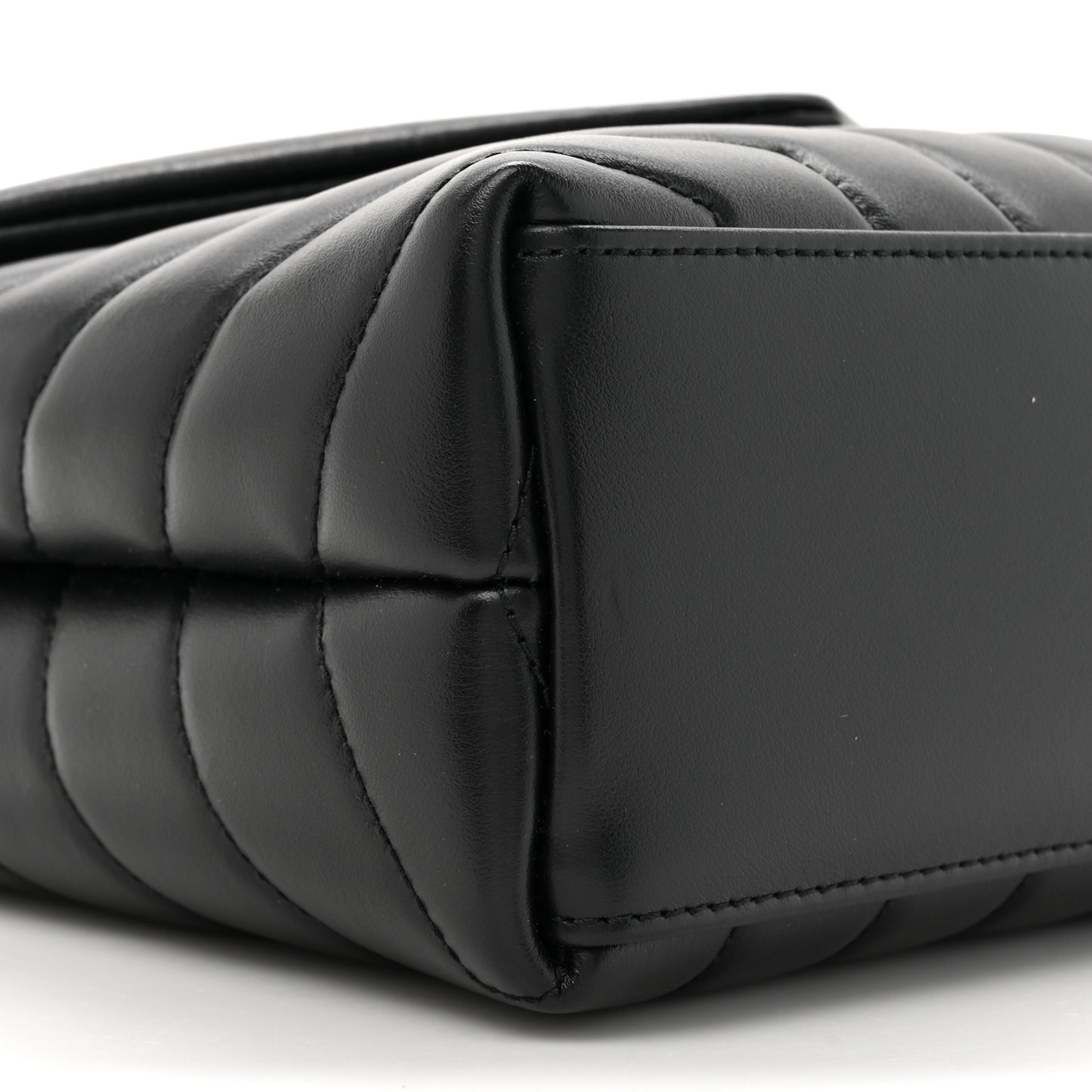 Calfskin Y Quilted Monogram Monochrome Small Loulou Chain Satchel Black