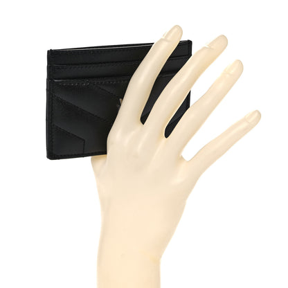 Saint Laurent Calfskin Y Quilted Monogram LouLou Credit Card Case Black 2 of 10