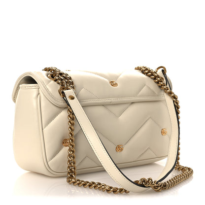 Gucci Nappa Matelasse Double G Studs Small Torchon GG Marmont Shoulder Bag Mystic White 3 of 11