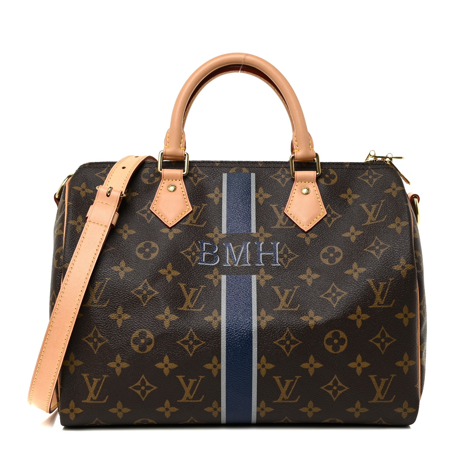 Louis Vuitton Monogram My LV Heritage Speedy Bandouliere 30 Blue Marine Gris 1 of 12
