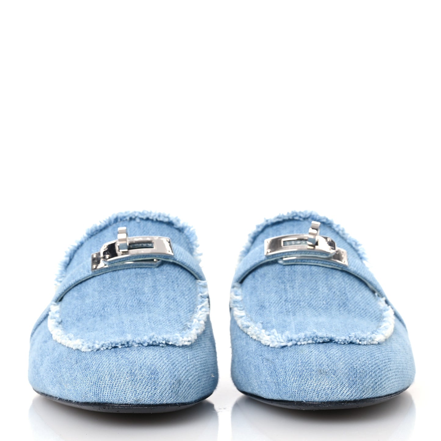 Denim Fringed Oz Mules 40 Bleu Clair