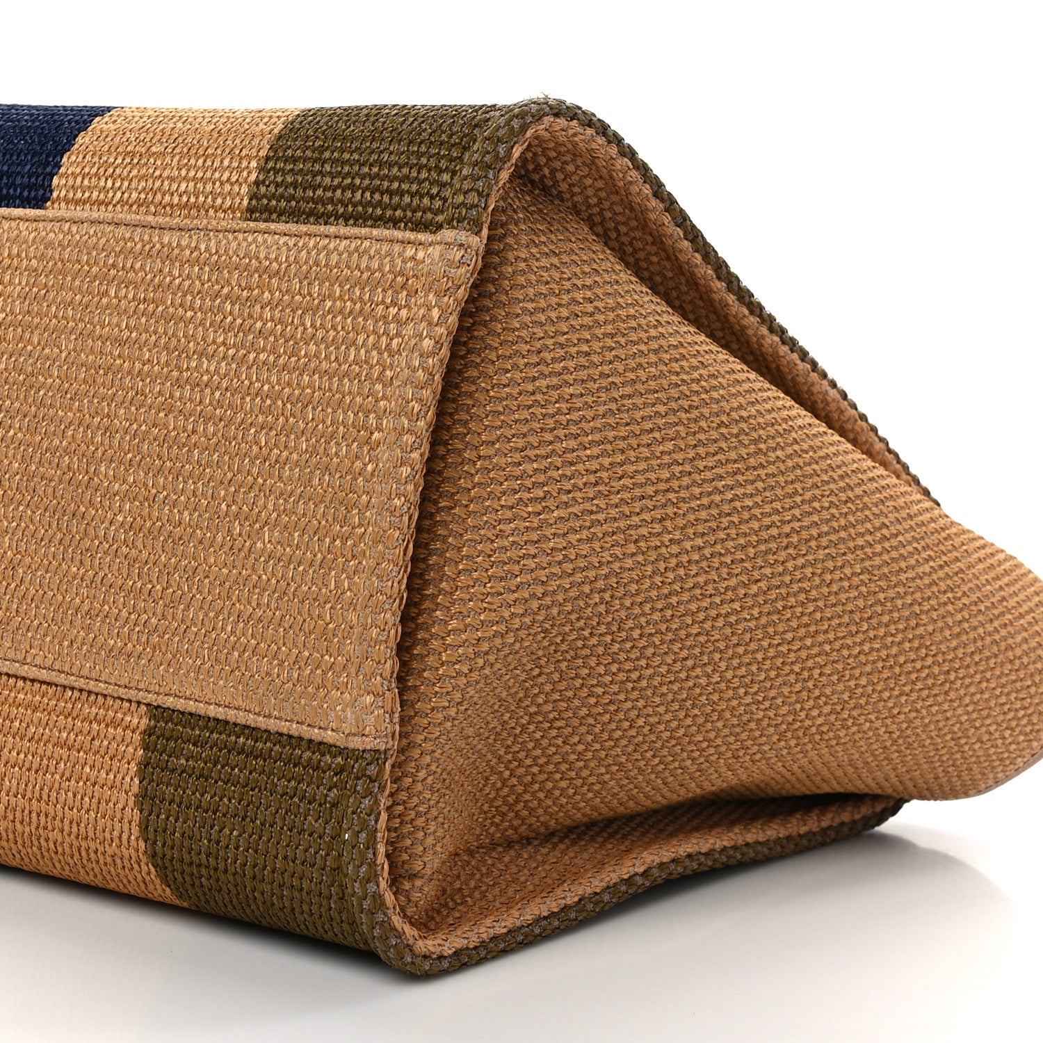 Chanel Straw Raffia Calfskin Striped Medium Deauville Tote Khaki Beige Navy Blue 9 of 9