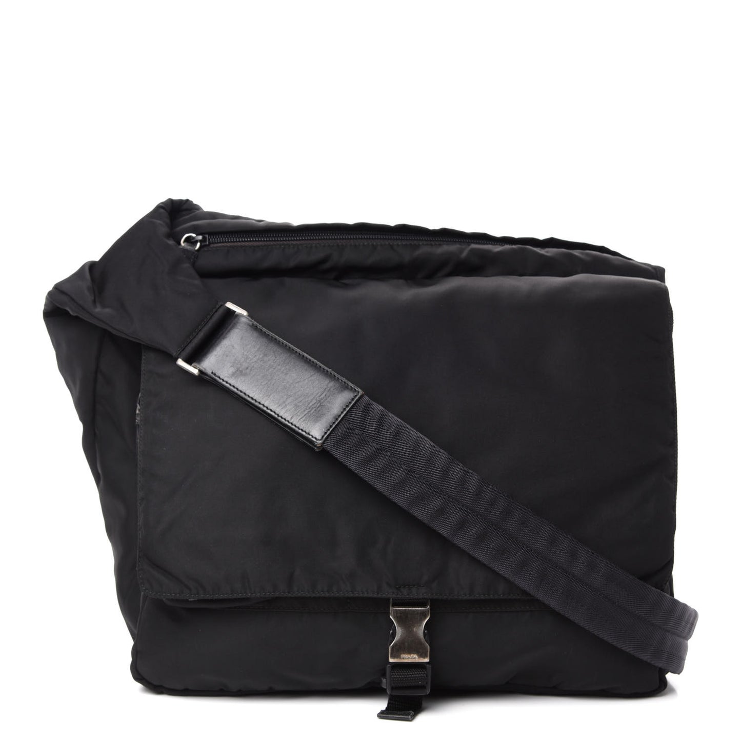 Tessuto Nylon Saffiano Messenger Satchel Black