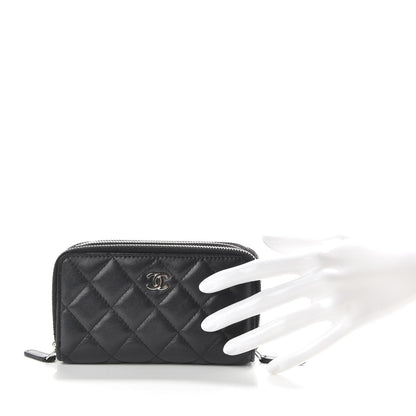 Chanel Lambskin Quilted Medium Gusset Double Zip Around Black 2 of 9