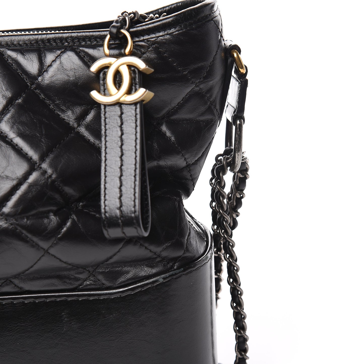Aged Calfskin Quilted Medium Gabrielle Hobo Black
