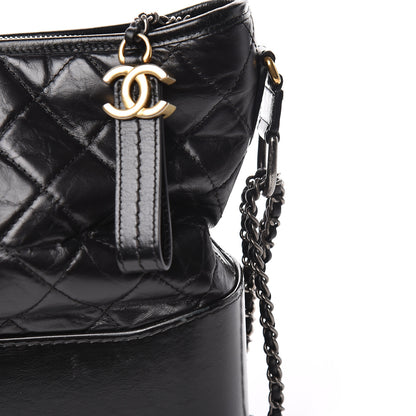 Chanel Aged Calfskin Quilted Medium Gabrielle Hobo Black 9 of 17