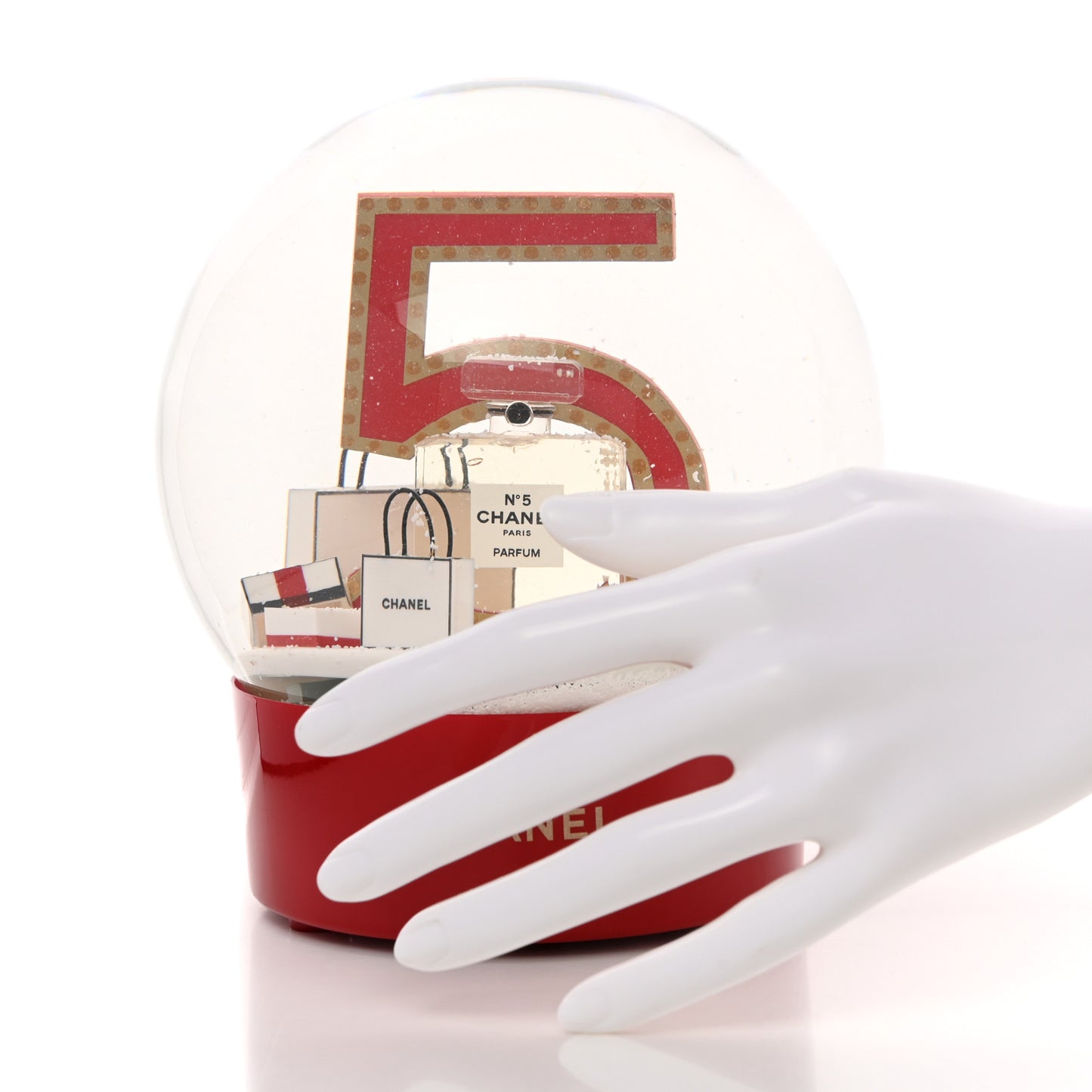 Glass N°5 Perfume Snow Globe Red