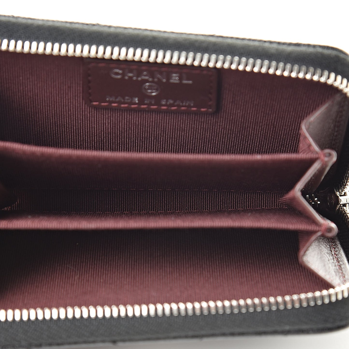 Caviar Chevron Quilted Zip Coin Purse Black