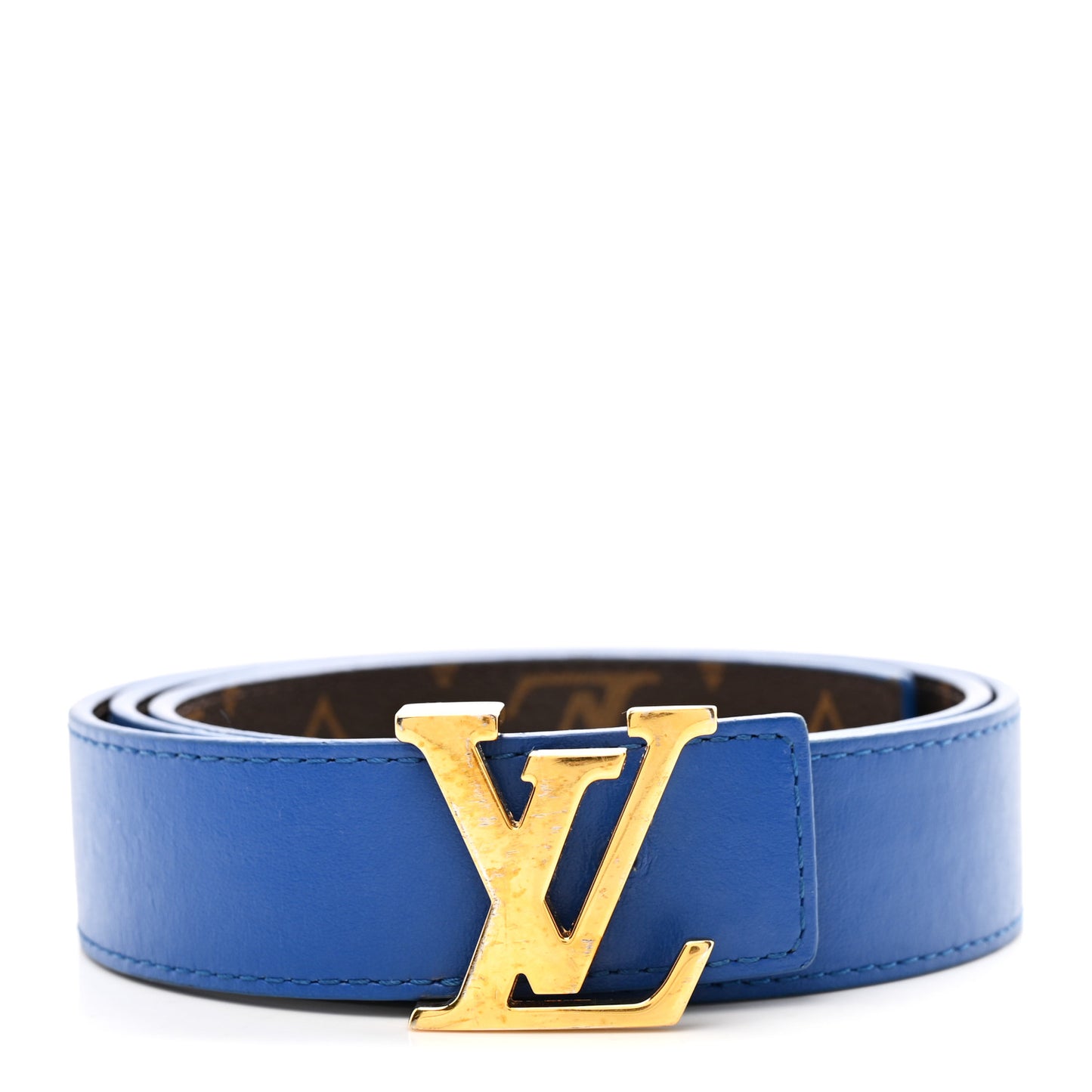Calfskin Monogram 30mm LV Initiales Reversible Belt 80 32 Blue