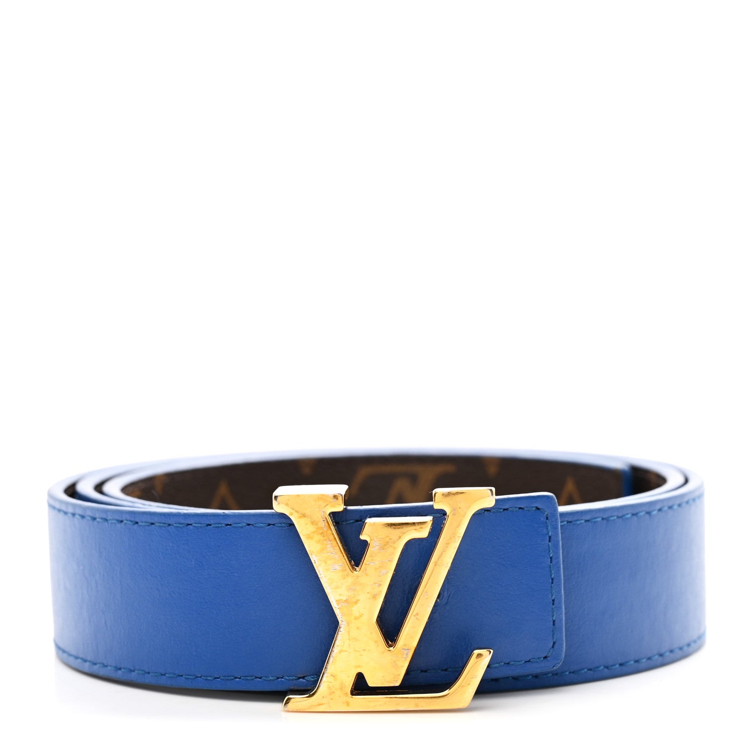 Louis Vuitton Calfskin Monogram 30mm LV Initiales Reversible Belt 80 32 Blue 1 of 5