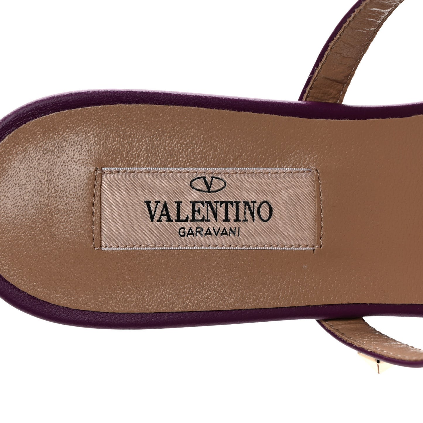 Calfskin Nappa Rockstud Caged Flat Slide Sandals 36 Prune