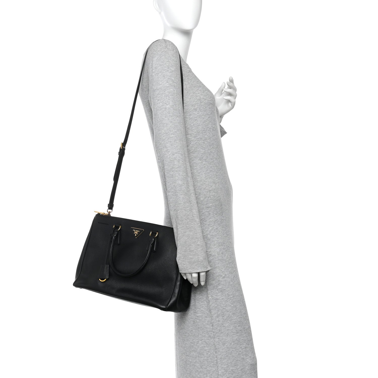 Prada Saffiano Lux Medium Galleria Double Zip Tote Black 2 of 9