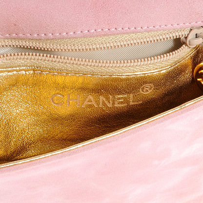 Chanel Suede Camellia Mini Flap Pink 15 of 16
