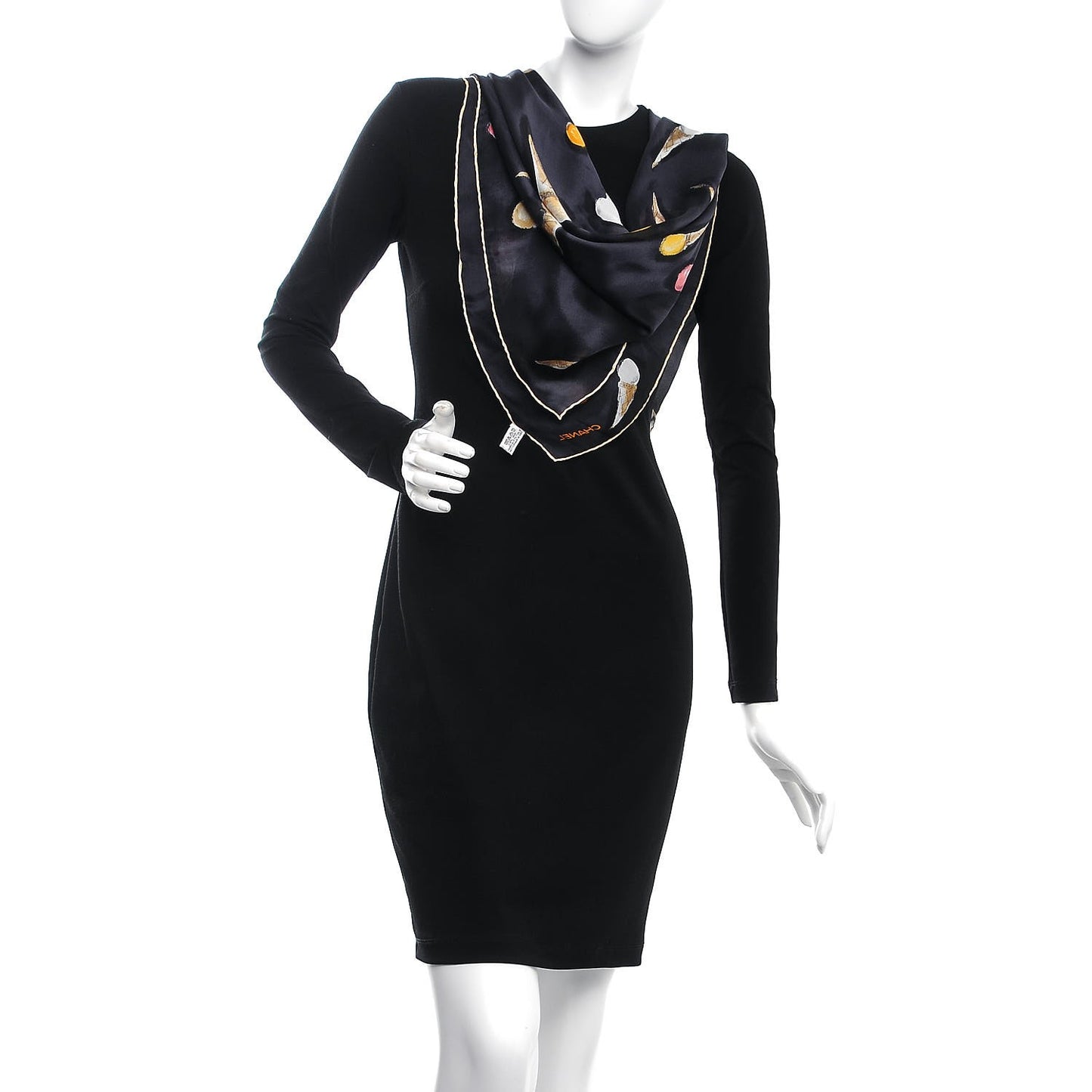 Silk Ice Cream Cones Scarf Black