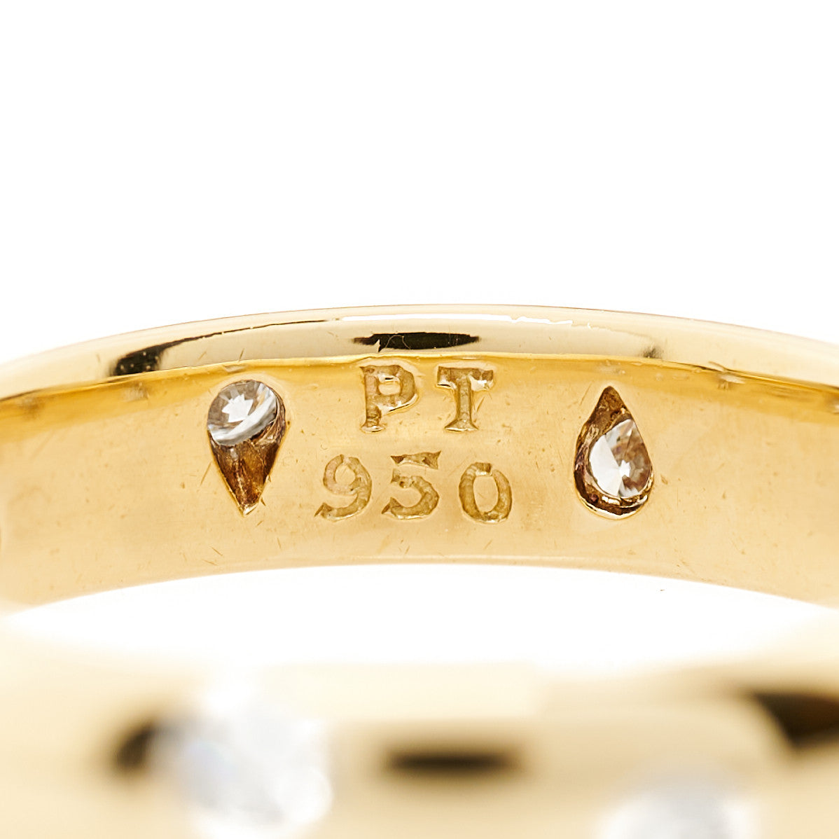18K Yellow Gold Platinum Diamond 4mm Etoile Band Ring 54 6.75