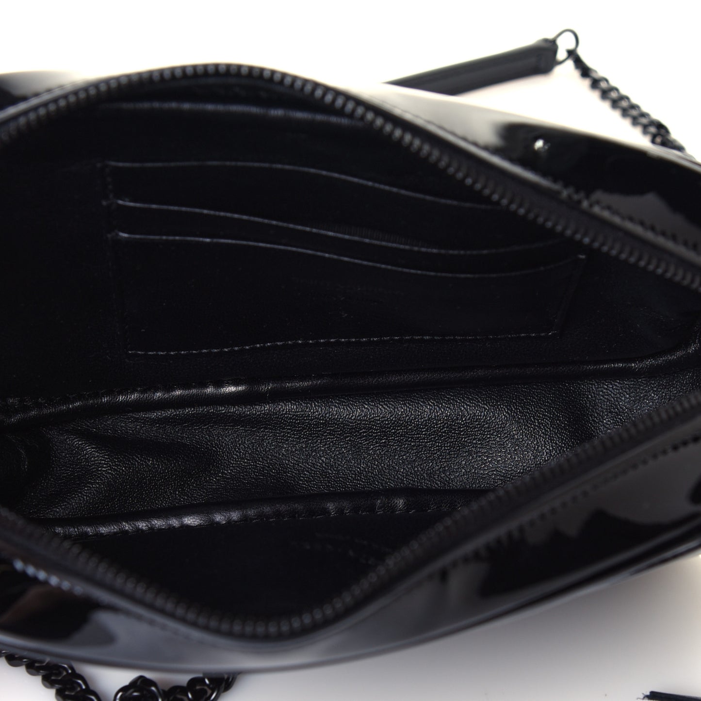 Patent Calfskin Matelasse Monogram Mini Lou Camera Bag Black