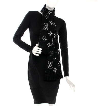 Louis Vuitton Wool Silk Logomania Shine Scarf Black 2 of 4