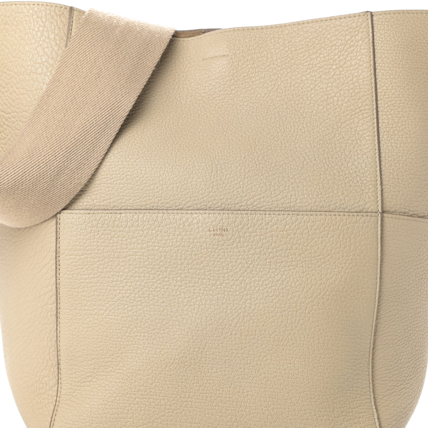 Soft Grained Calfskin Sangle Bucket Bag Dune