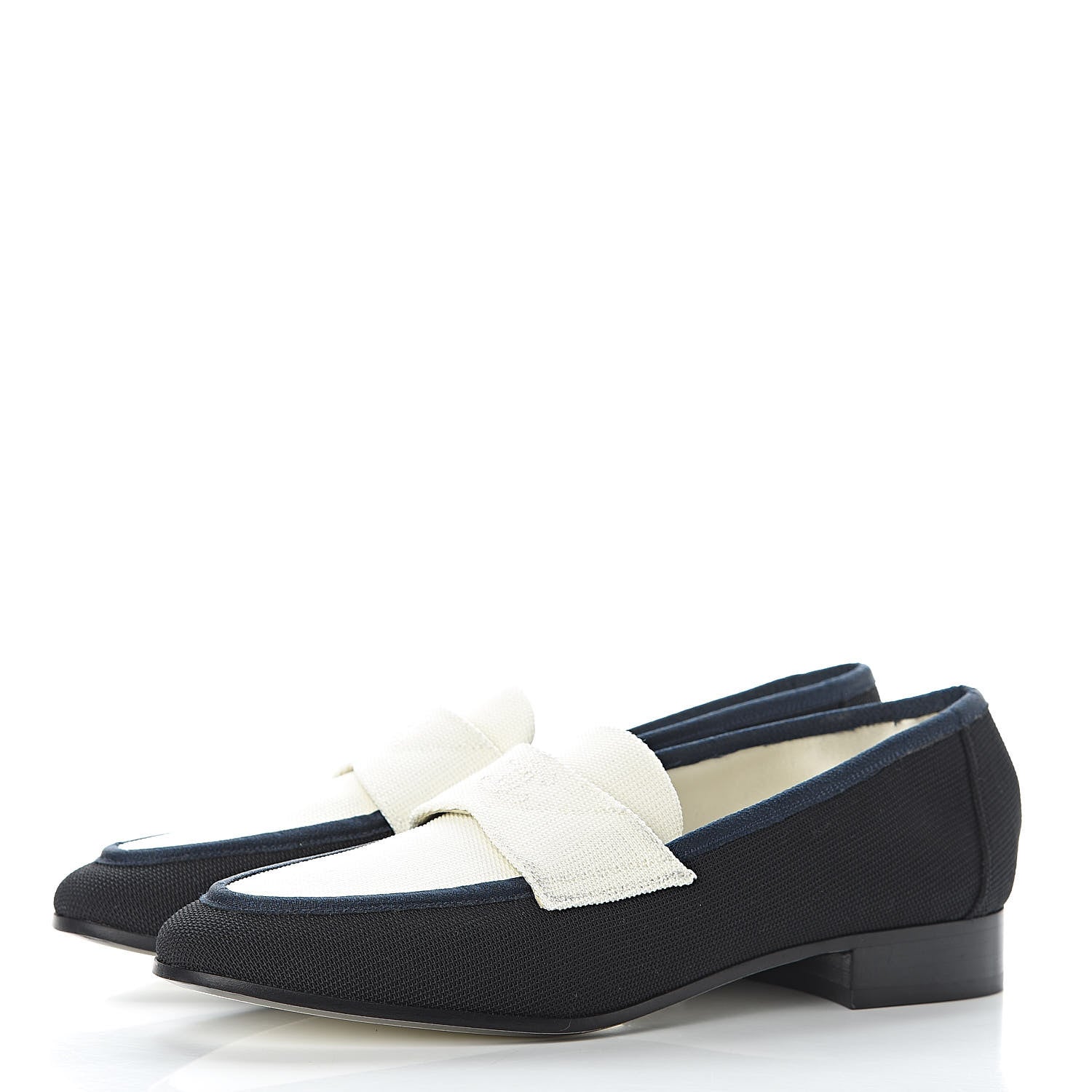 Chanel Canvas CC Loafers 37 Black White 3 of 7