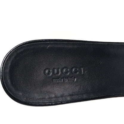 Gucci Calfskin Womens Tess Mid Heel Slide Sandals 8.5 Black 7 of 9