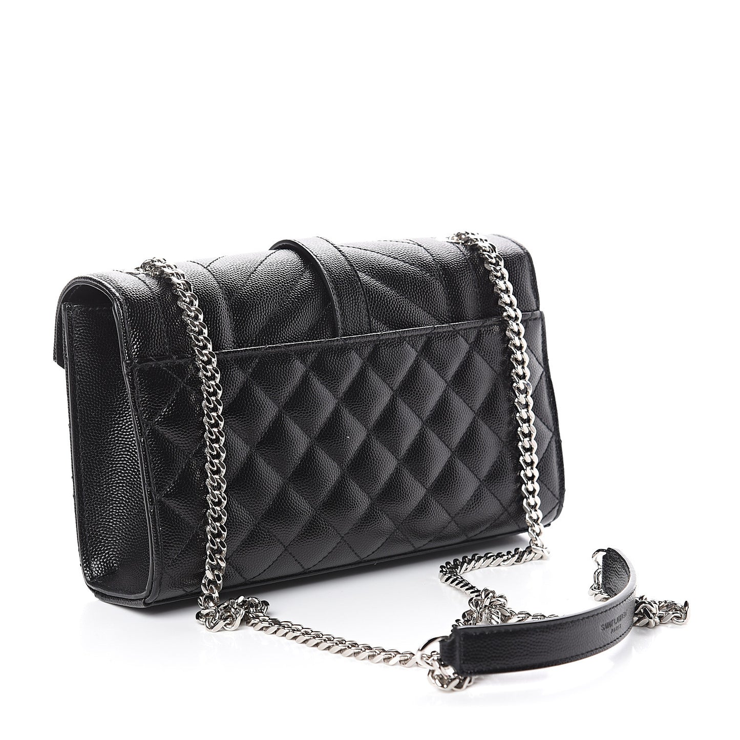Grain De Poudre Textured Mixed Matelasse Triquilt Small Monogram Satchel Black