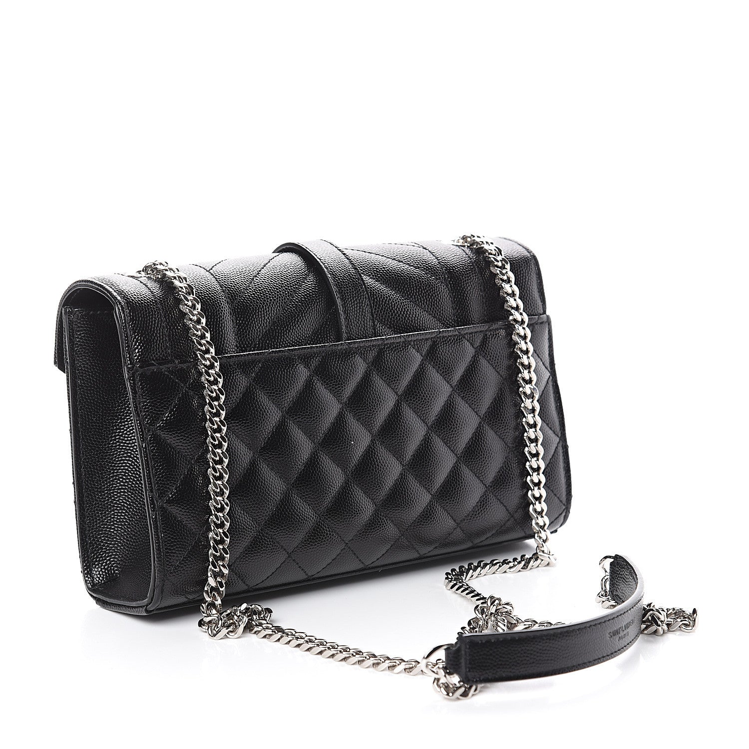 Saint Laurent Grain De Poudre Textured Mixed Matelasse Triquilt Small Monogram Satchel Black 2 of 8