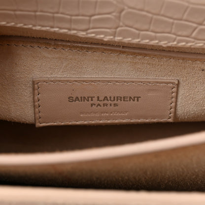 Saint Laurent Calfskin Crocodile Embossed Medium Monogram Sunset Dark Beige 6 of 17
