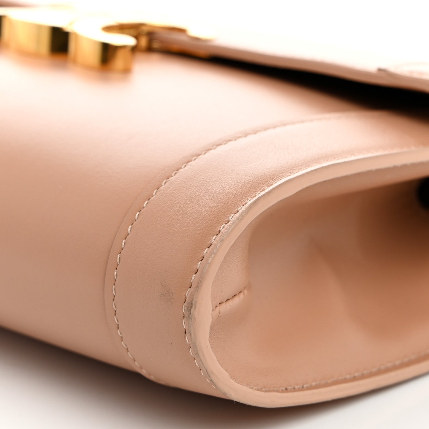 Shiny Calfskin Triomphe Chain Bag Desert Rose