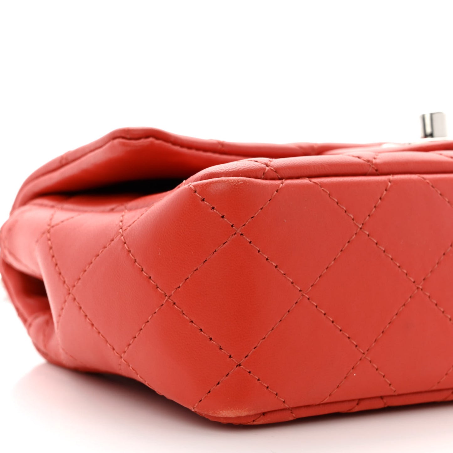 Lambskin Quilted Mini Rectangular Flap Red