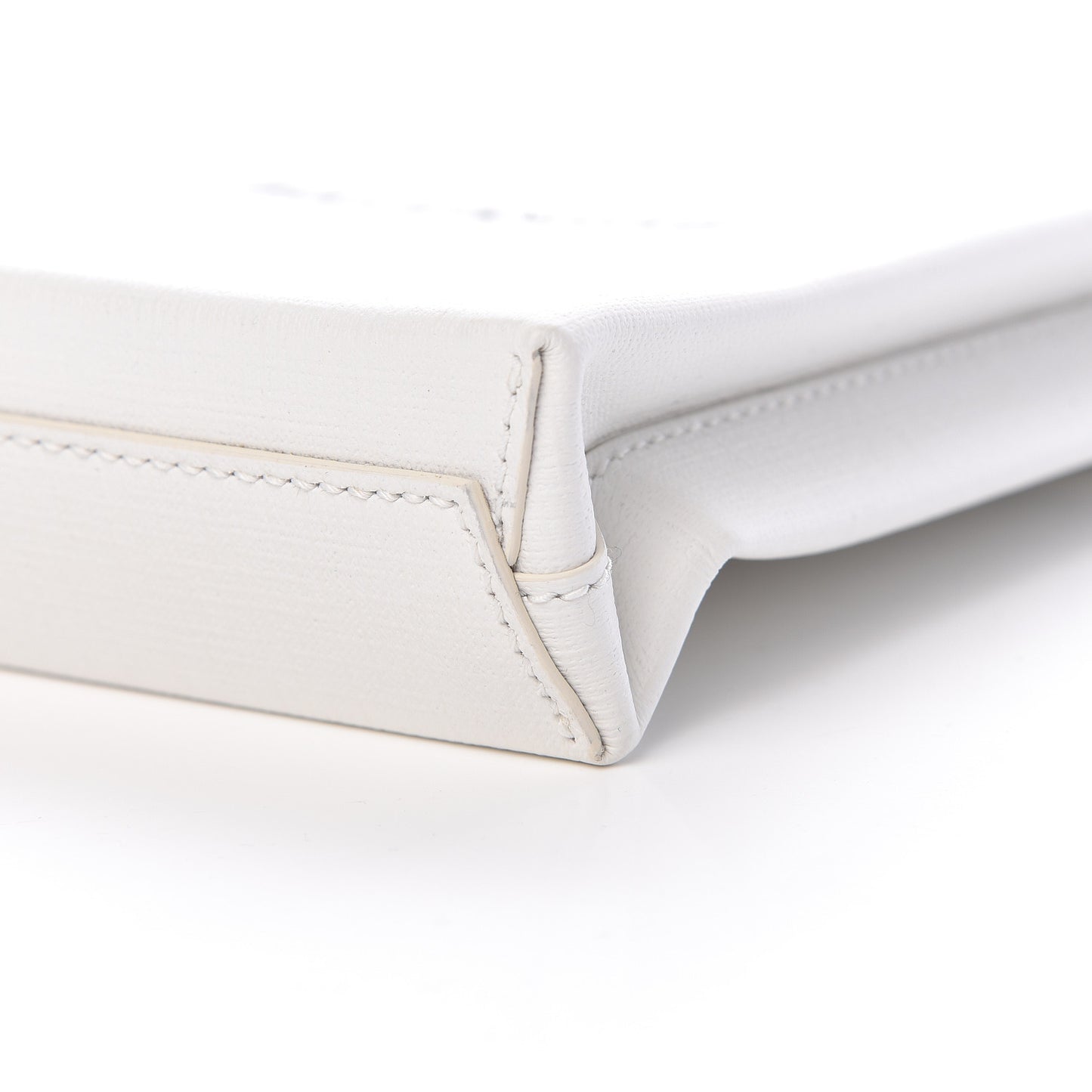 Squared Calfskin Logo Shopping Envelope Clutch White