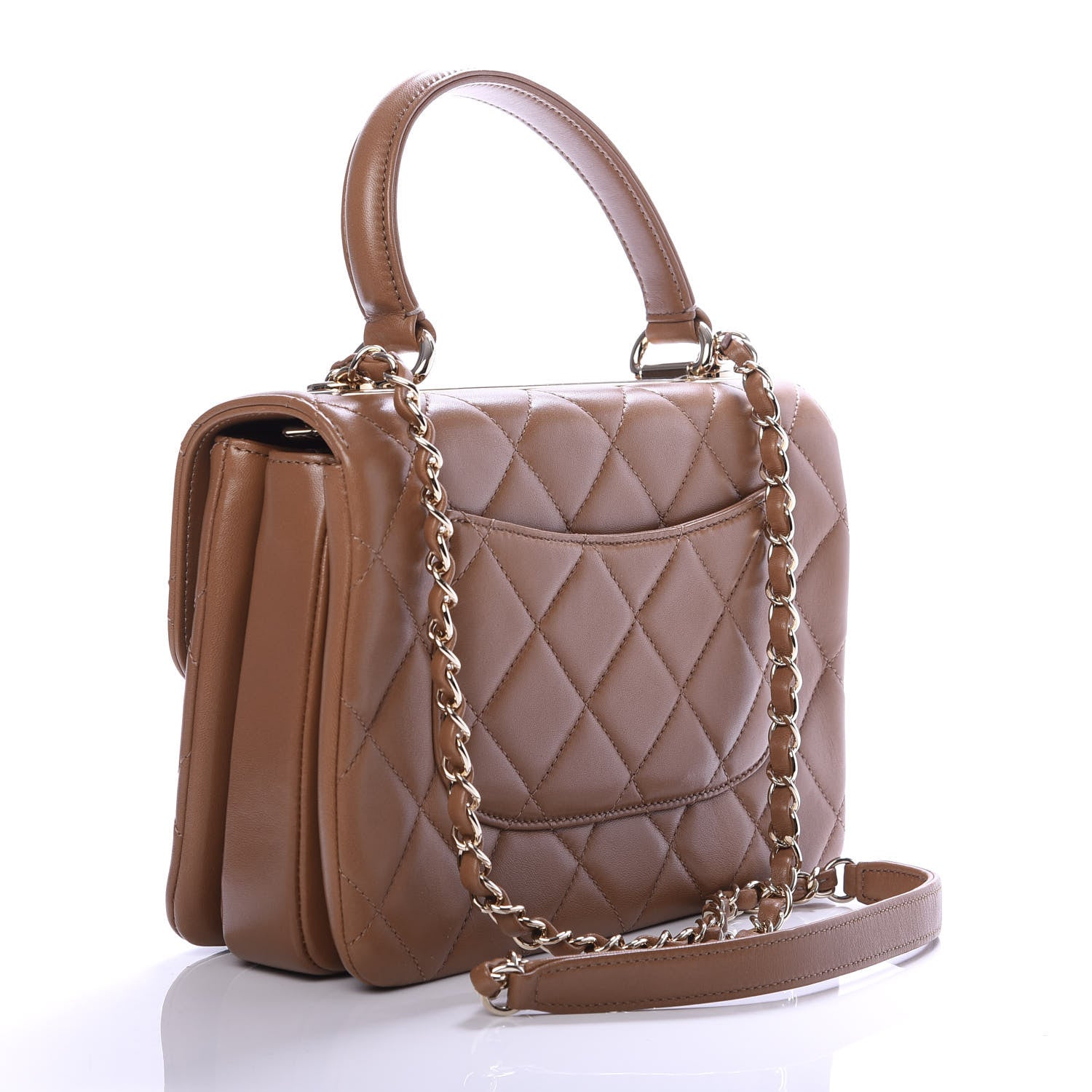 Chanel Lambskin Quilted Small Trendy CC Flap Dual Handle Bag Camel 3 of 10
