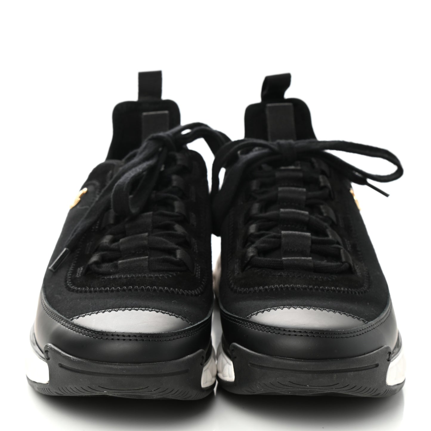 Velvet Calfskin Mixed Fibers CC Sneakers 39.5 Black