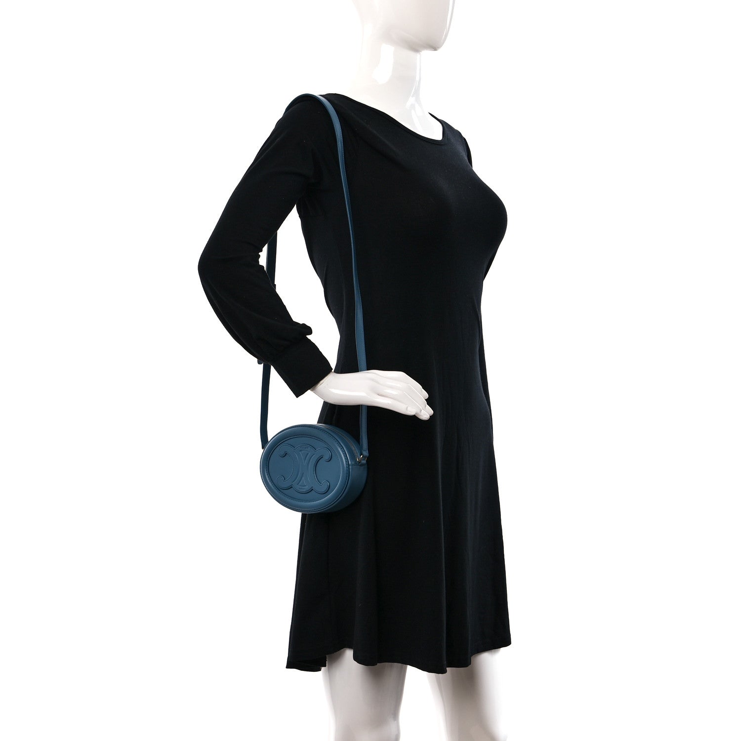 Celine Smooth Calfskin Cuir Triomphe Oval Bag Denim 2 of 8