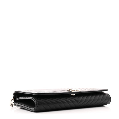 Chanel Calfskin Chevron Quilted Boy Wallet On Removable Chain WOC Black 4 of 12
