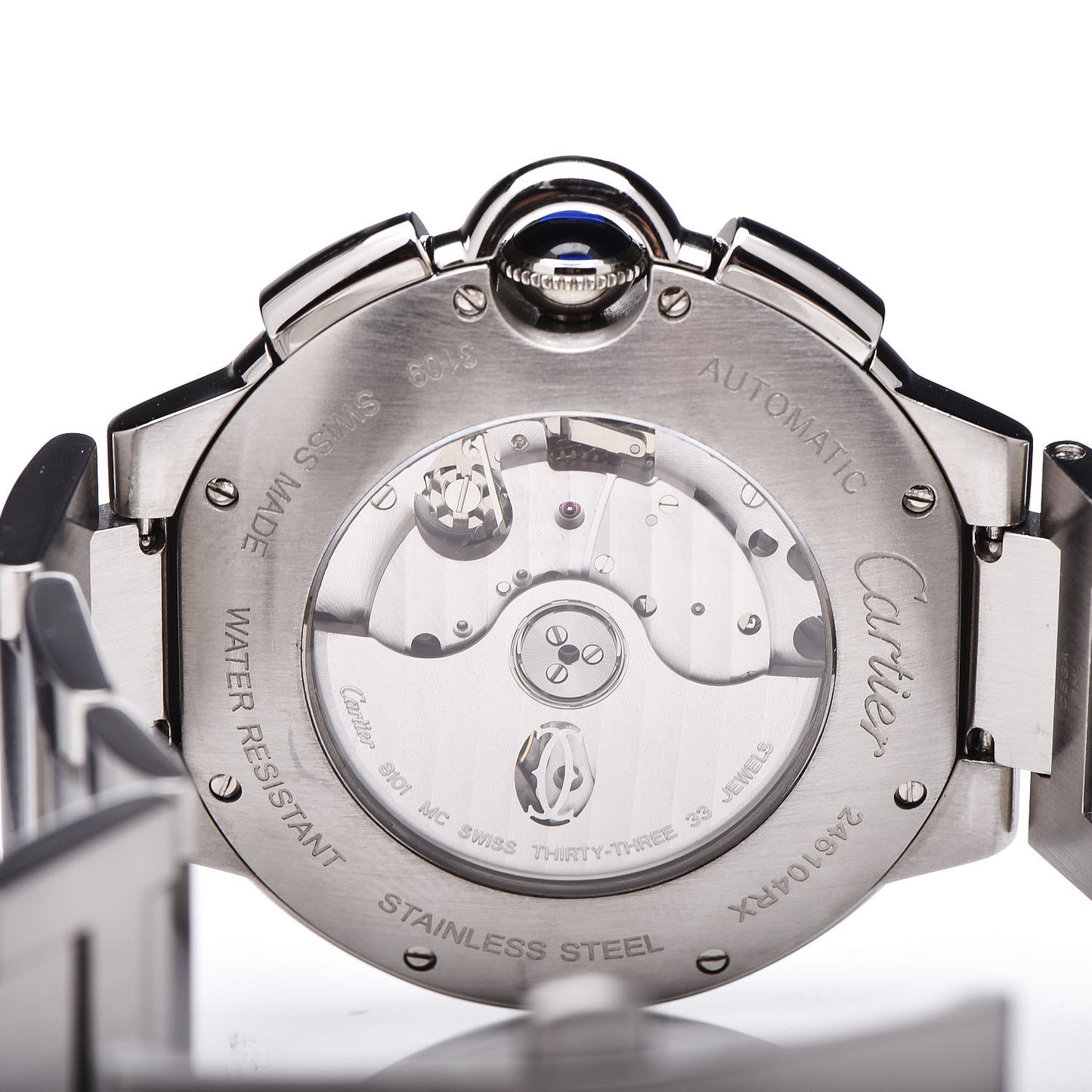 Stainless Steel 44mm Ballon Bleu De Cartier Chronograph Automatic Watch Black