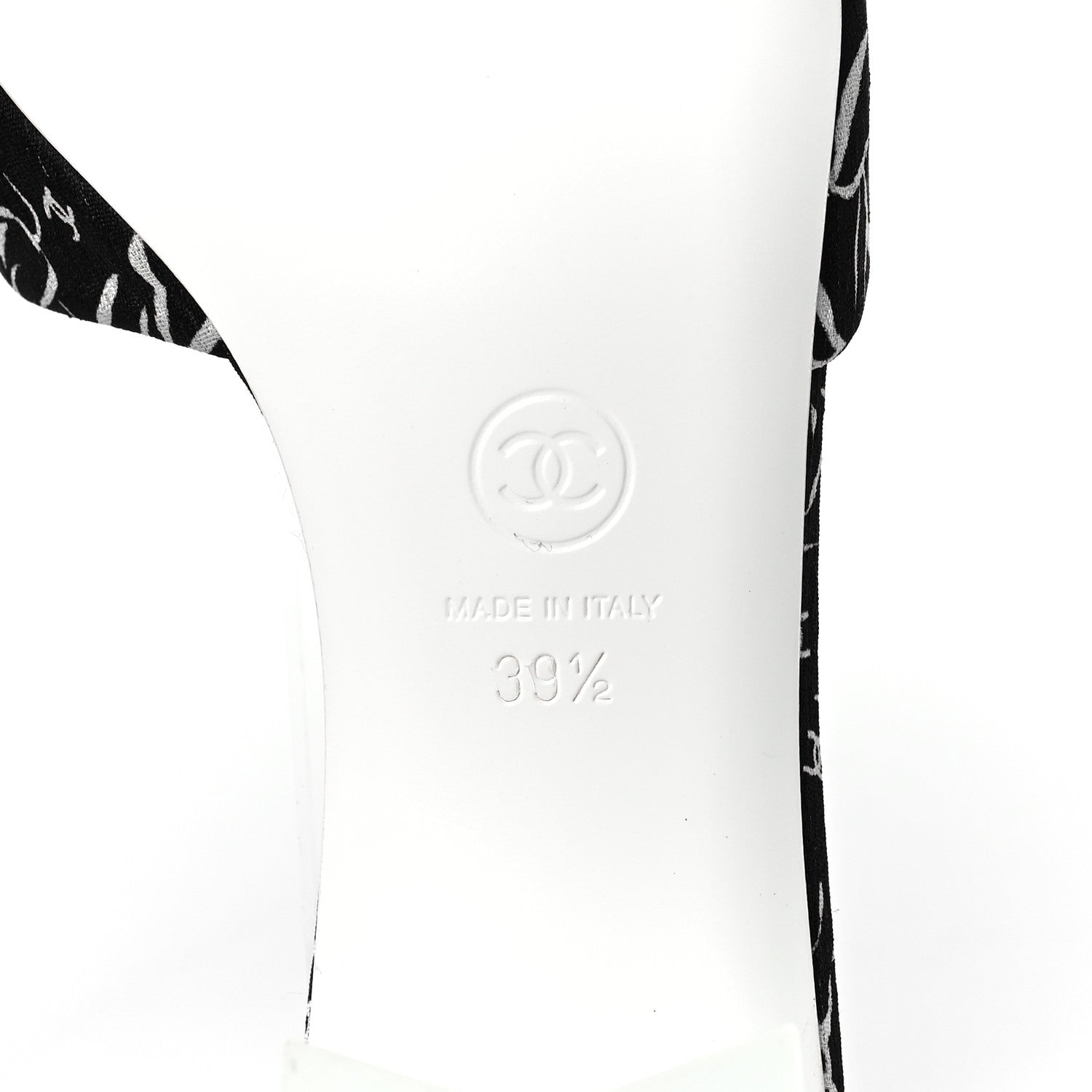 Chanel Printed Fabric Mules 39.5 Black White 6 of 8